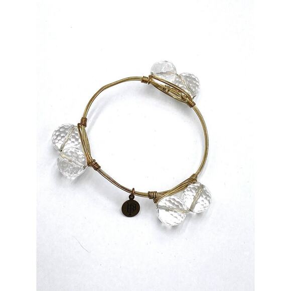 Bourbon and Boweties Bracelet Bangle 8.25” Faced Crystal Beads - Picture 1 of 6